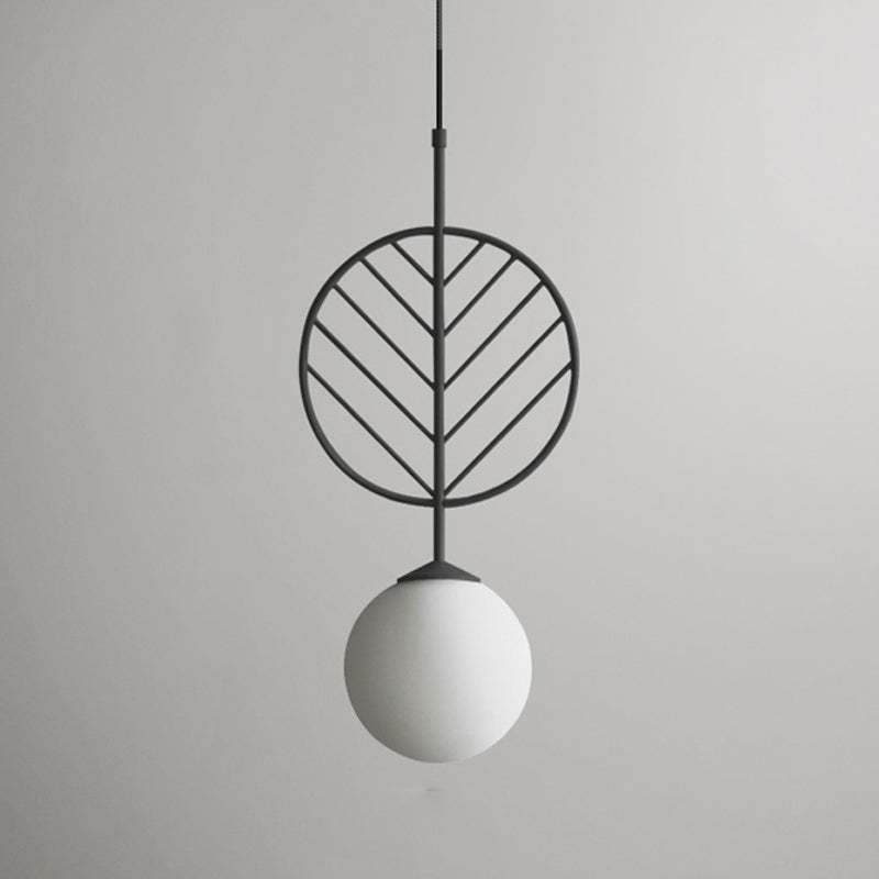 Multicolored Leaf Pendant Lighting Macaron 1 Head White Glass Suspension Light for Cafe