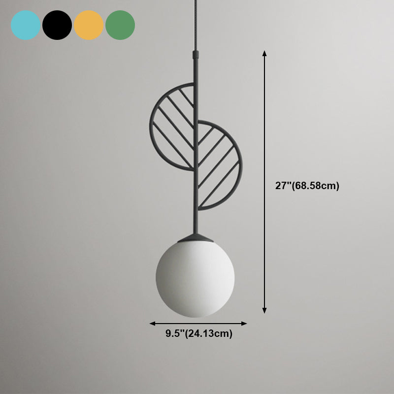 Multicolored Leaf Pendant Lighting Macaron 1 Head White Glass Suspension Light for Cafe