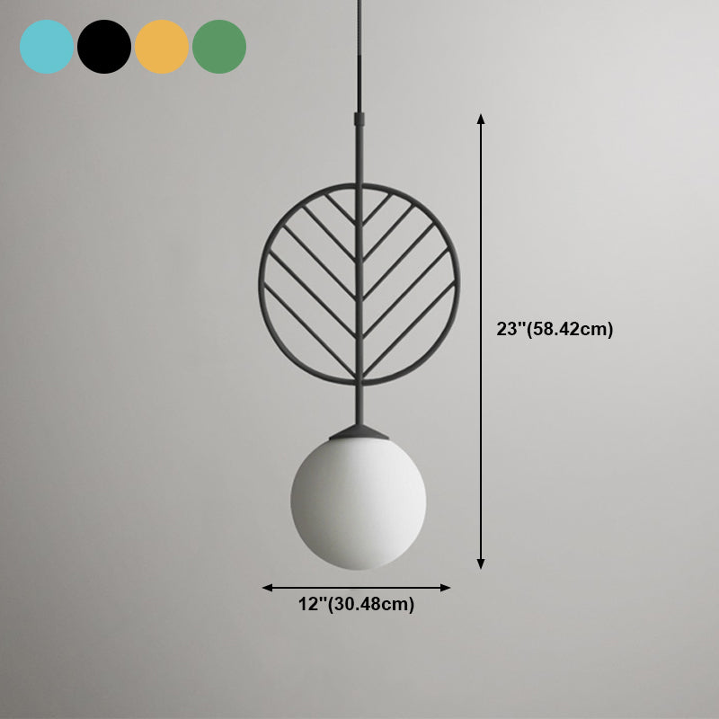 Multicolored Leaf Pendant Lighting Macaron 1 Head White Glass Suspension Light for Cafe