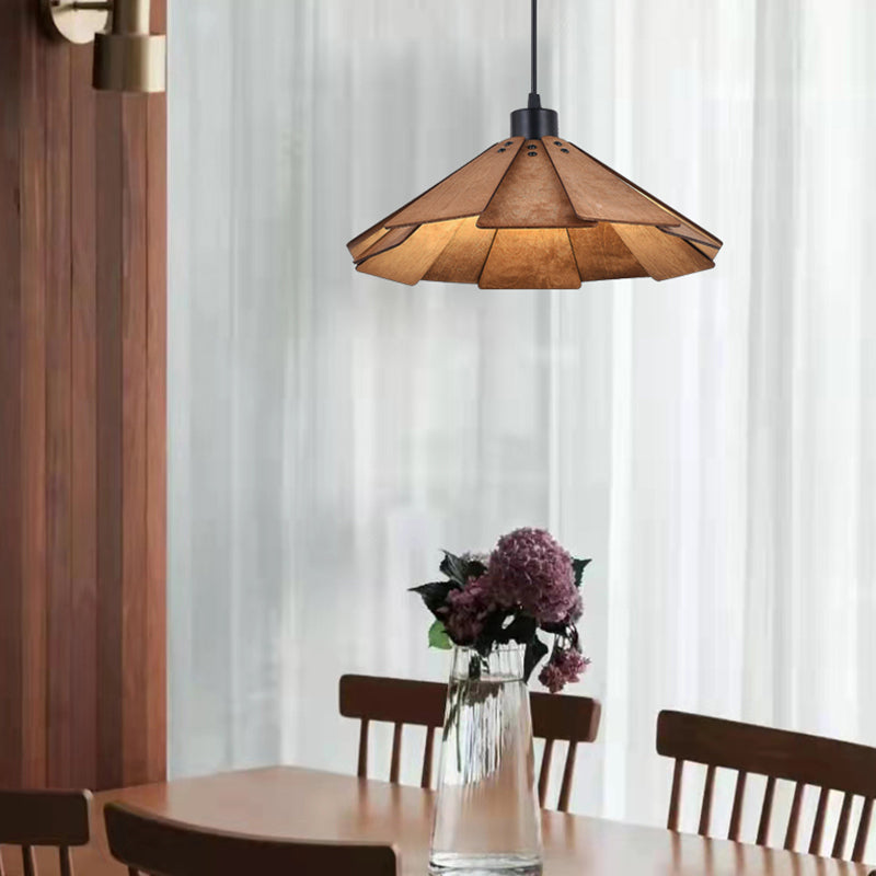Geometry Shaped Basswood Ceiling Pendant Light Modern Style Hanging Light for Dining Room