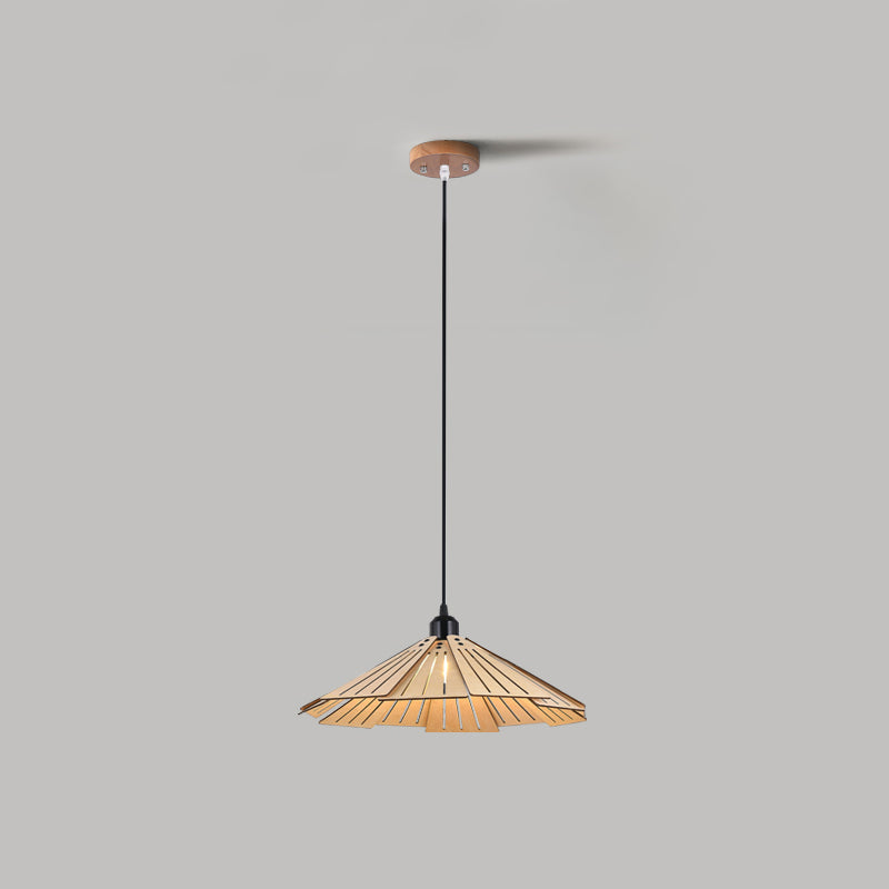 Geometry Shaped Basswood Ceiling Pendant Light Modern Style Hanging Light for Dining Room
