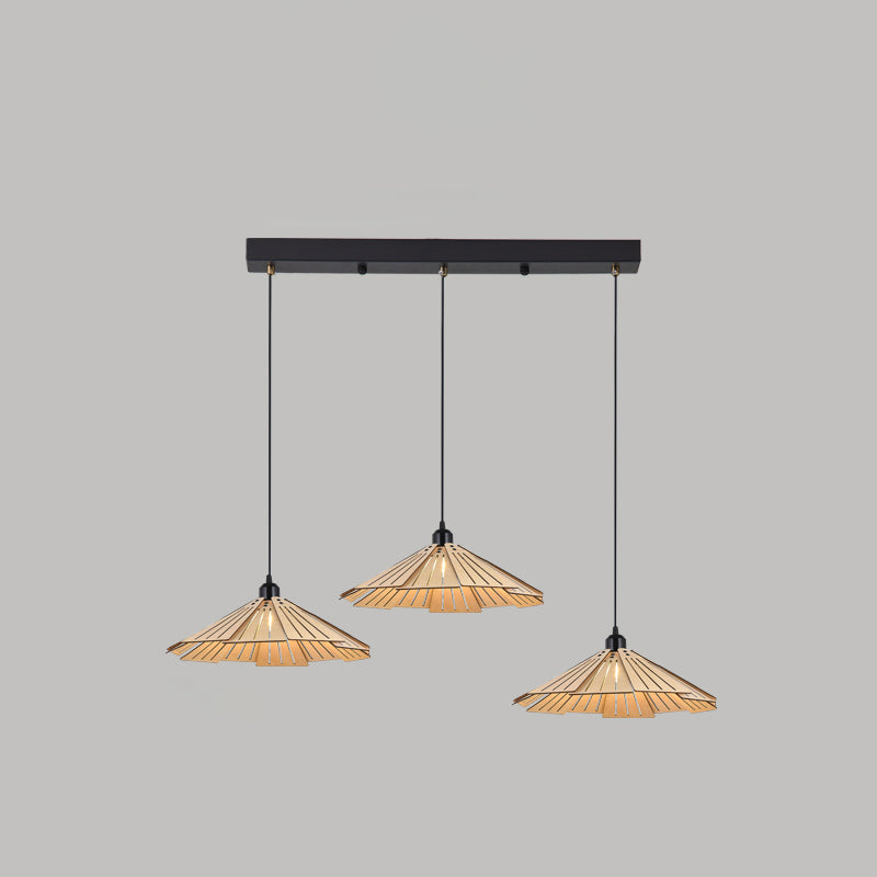 Geometry Shaped Basswood Ceiling Pendant Light Modern Style Hanging Light for Dining Room