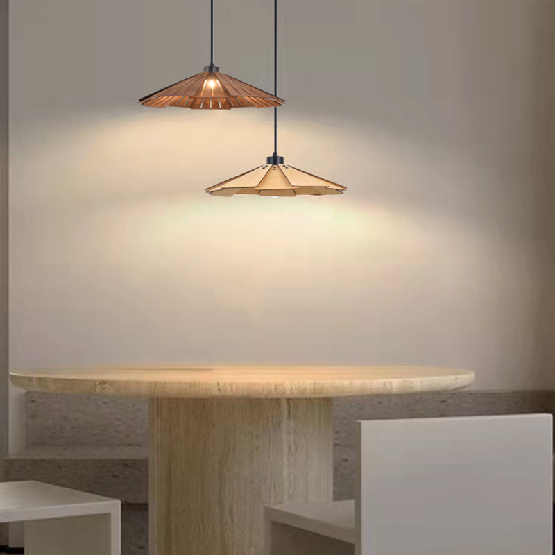 Geometry Shaped Basswood Ceiling Pendant Light Modern Style Hanging Light for Dining Room