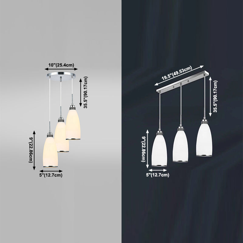 Minimaliste 3 lumières Pendante Bell Glass Shade Suspension Lampe pour salle à manger