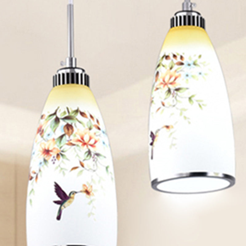 Minimaliste 3 lumières Pendante Bell Glass Shade Suspension Lampe pour salle à manger