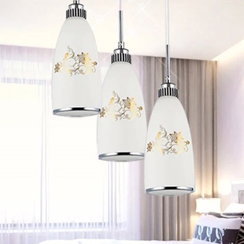 Minimaliste 3 lumières Pendante Bell Glass Shade Suspension Lampe pour salle à manger