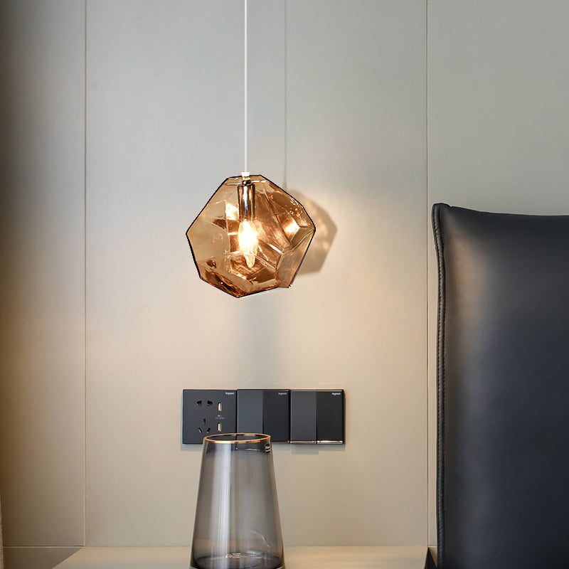 Diamant en verre petit pendentif moderniste suspendu luminaire pour chambre à coucher