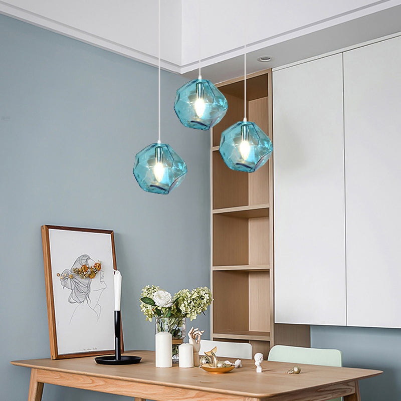 Diamant en verre petit pendentif moderniste suspendu luminaire pour chambre à coucher