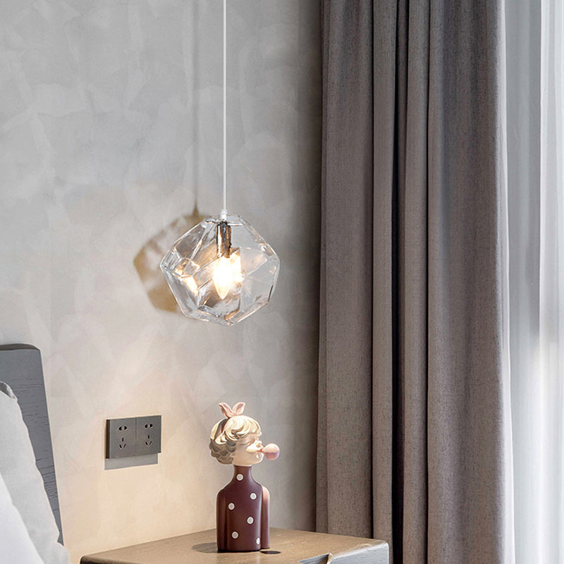 Diamant en verre petit pendentif moderniste suspendu luminaire pour chambre à coucher