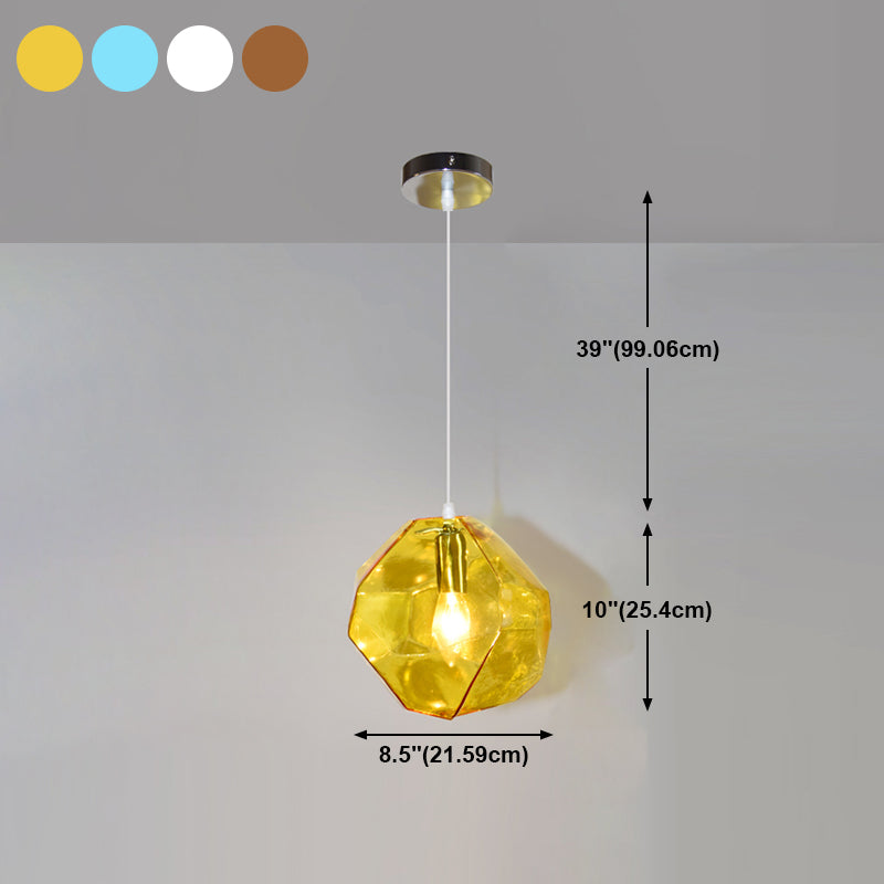 Diamant en verre petit pendentif moderniste suspendu luminaire pour chambre à coucher