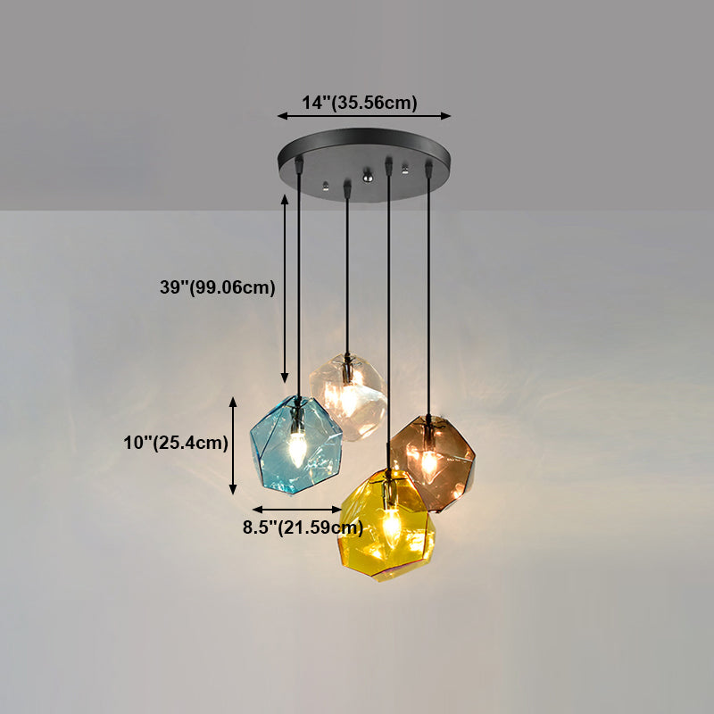 Diamant en verre petit pendentif moderniste suspendu luminaire pour chambre à coucher