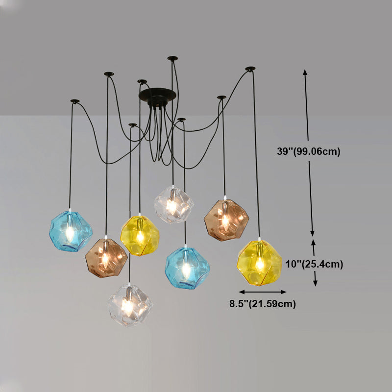 Diamant en verre petit pendentif moderniste suspendu luminaire pour chambre à coucher