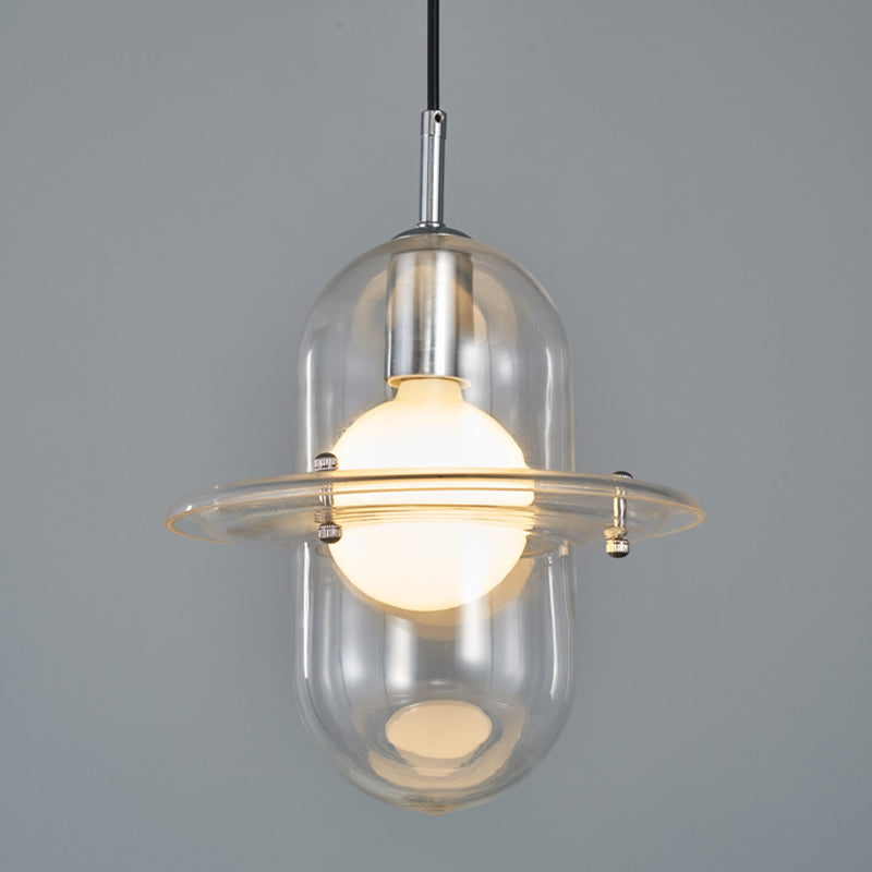 Éclairage de pendentif en verre transparent lampe à suspension à 1 lumière minimaliste pour chambre à coucher