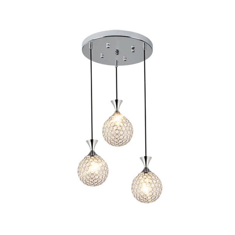 Escaliers multi-légers en spirale Pendant la lampe à goutte élégante minimaliste avec nuance de cristal à billes