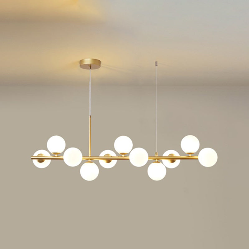 Accesorios de iluminación colgante de cabeza múltiple de araña simple con sombra de vidrio para el comedor