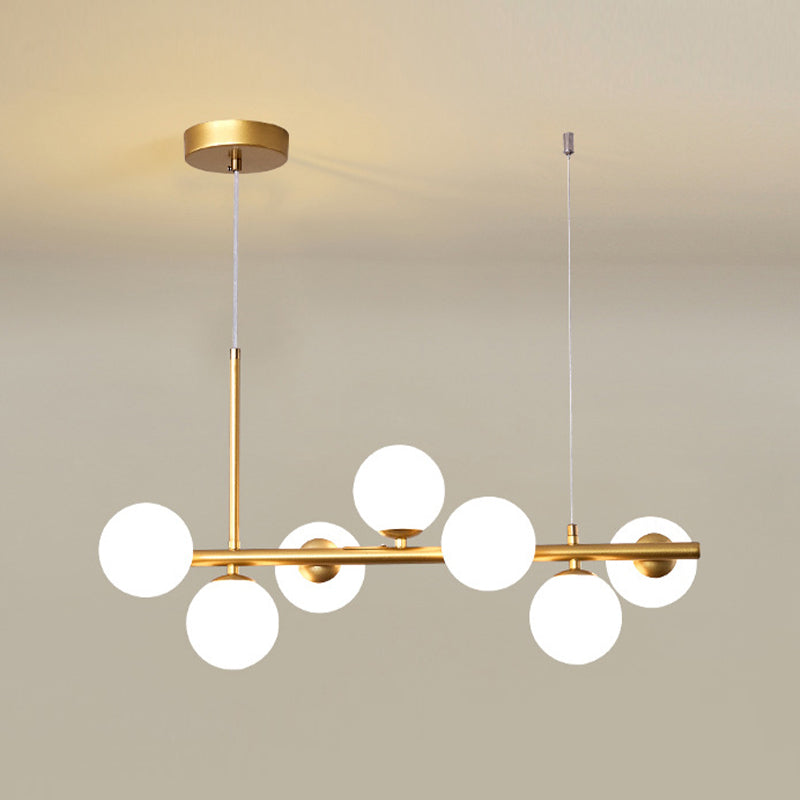 Accesorios de iluminación colgante de cabeza múltiple de araña simple con sombra de vidrio para el comedor