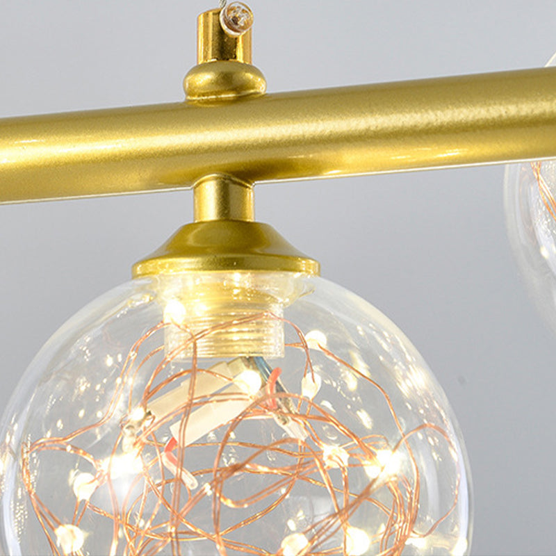 Accesorios de iluminación colgante de cabeza múltiple de araña simple con sombra de vidrio para el comedor