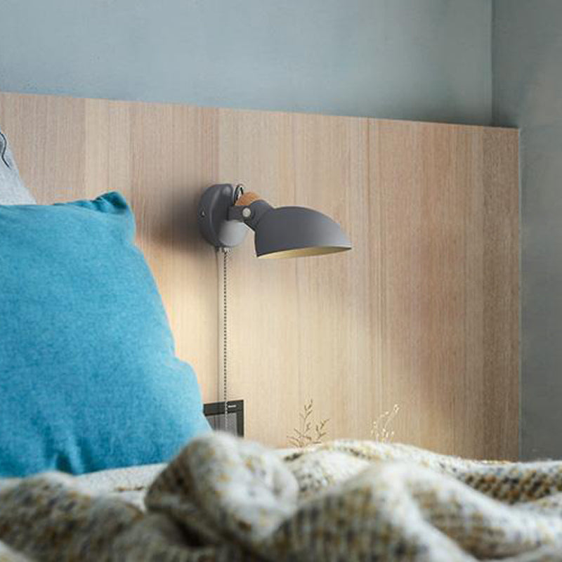 Luz de metal nórdica luz de pared de macarrón de luz simple con interruptor para dormitorio
