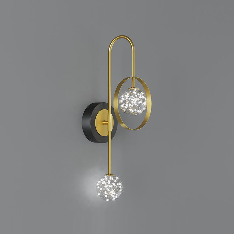 2-lichts Noordse wandlicht metaal Gouden Globe Led Wall Sconce voor woonkamer