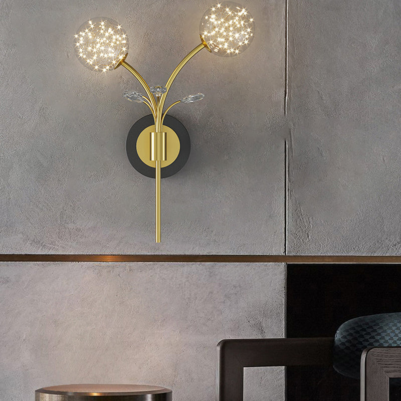 2-lichts Noordse wandlicht metaal Gouden Globe Led Wall Sconce voor woonkamer