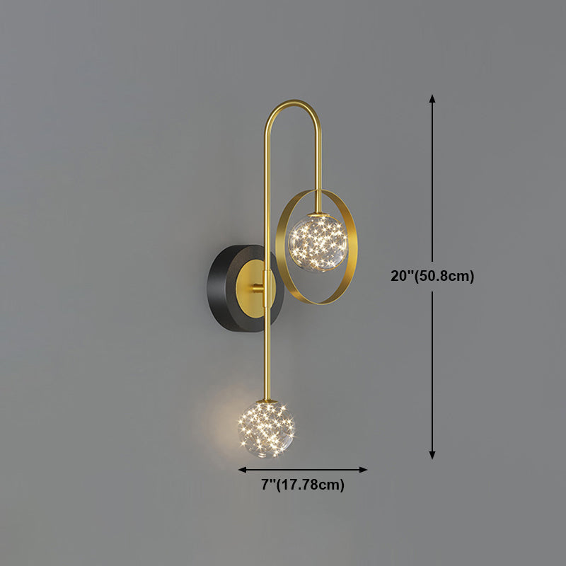 2-lichts Noordse wandlicht metaal Gouden Globe Led Wall Sconce voor woonkamer