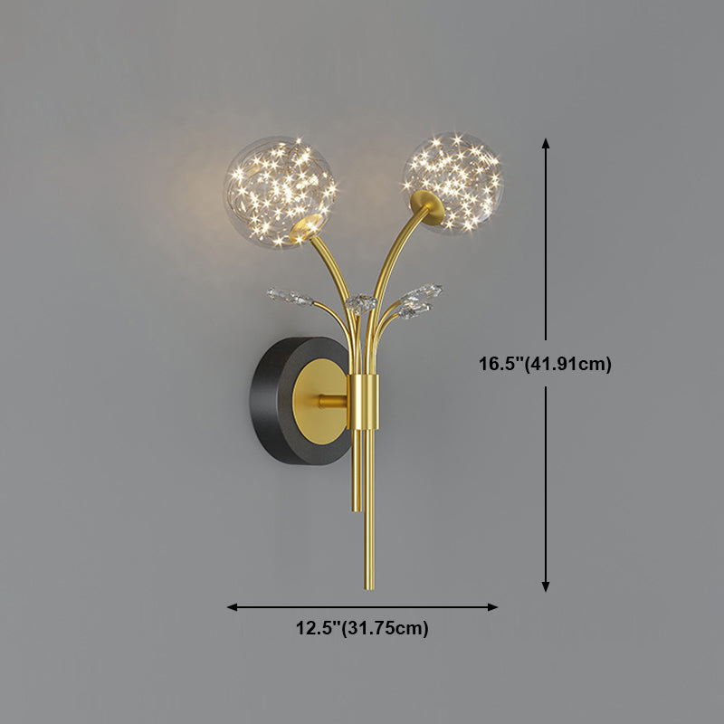 2-lichts Noordse wandlicht metaal Gouden Globe Led Wall Sconce voor woonkamer