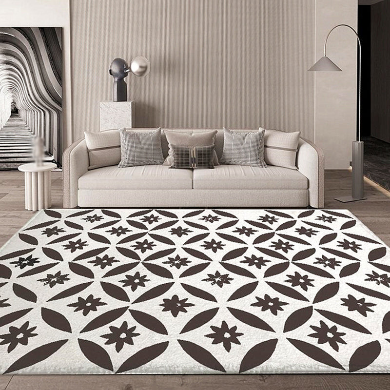 Green Modern Rug Polyester Pattern Rug Stain Resistant Rug for Living Room