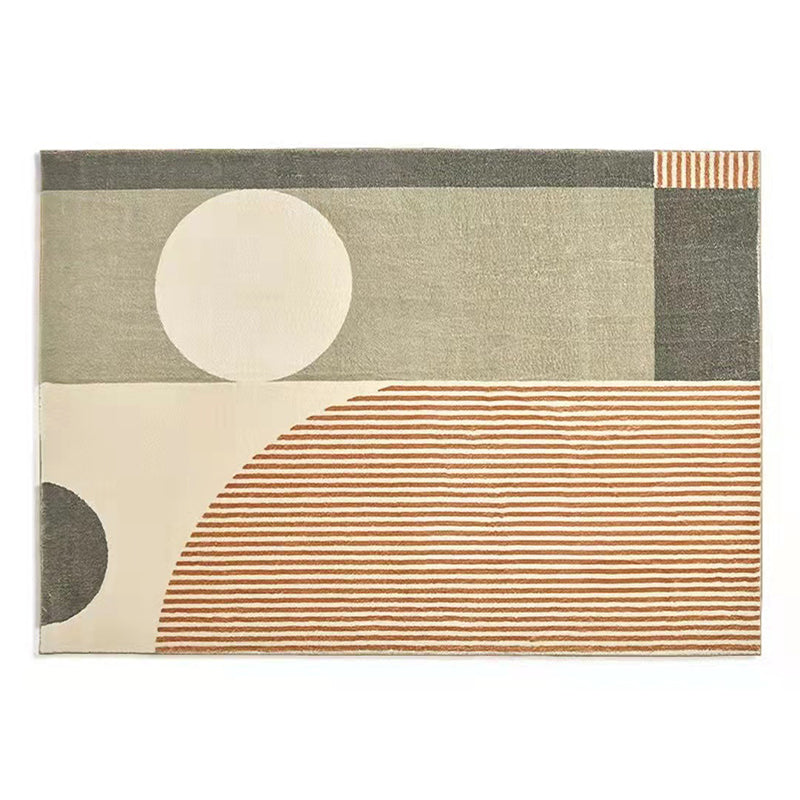Light Yellow Irregular Line Rug Polyester Simple Rug Washable Rug for Living Room