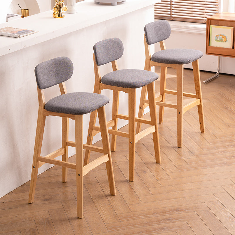 Modern Armless Backrest Counter Stool Wood Kitchen Bar Stool with Cushion and Pedal