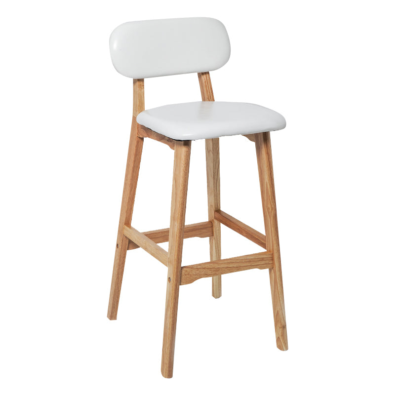 Modern Armless Backrest Counter Stool Wood Kitchen Bar Stool with Cushion and Pedal