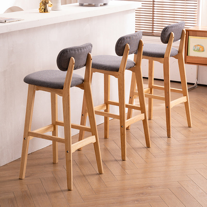 Modern Armless Backrest Counter Stool Wood Kitchen Bar Stool with Cushion and Pedal