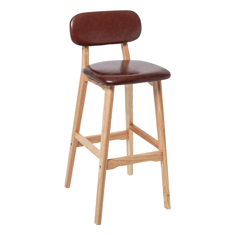 Modern Armless Backrest Counter Stool Wood Kitchen Bar Stool with Cushion and Pedal