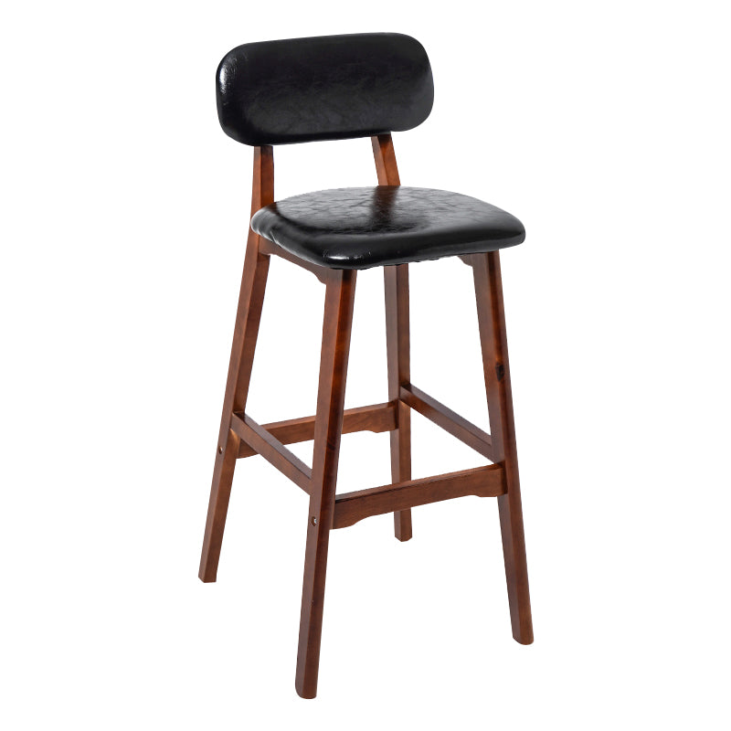 Modern Armless Backrest Counter Stool Wood Kitchen Bar Stool with Cushion and Pedal