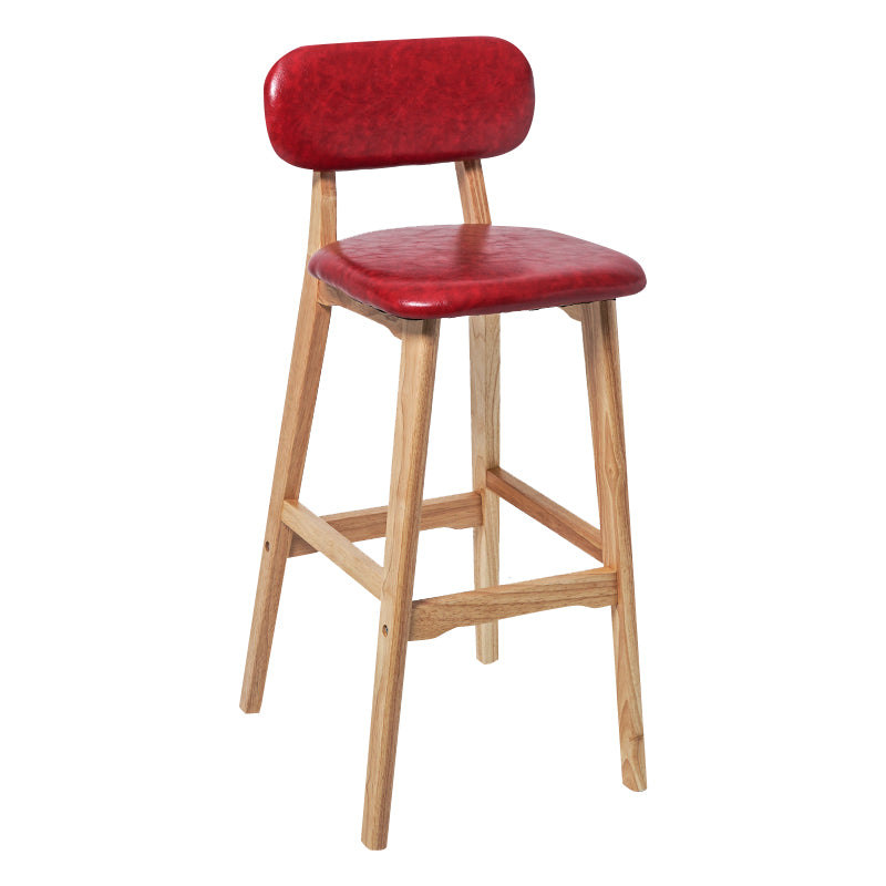 Modern Armless Backrest Counter Stool Wood Kitchen Bar Stool with Cushion and Pedal