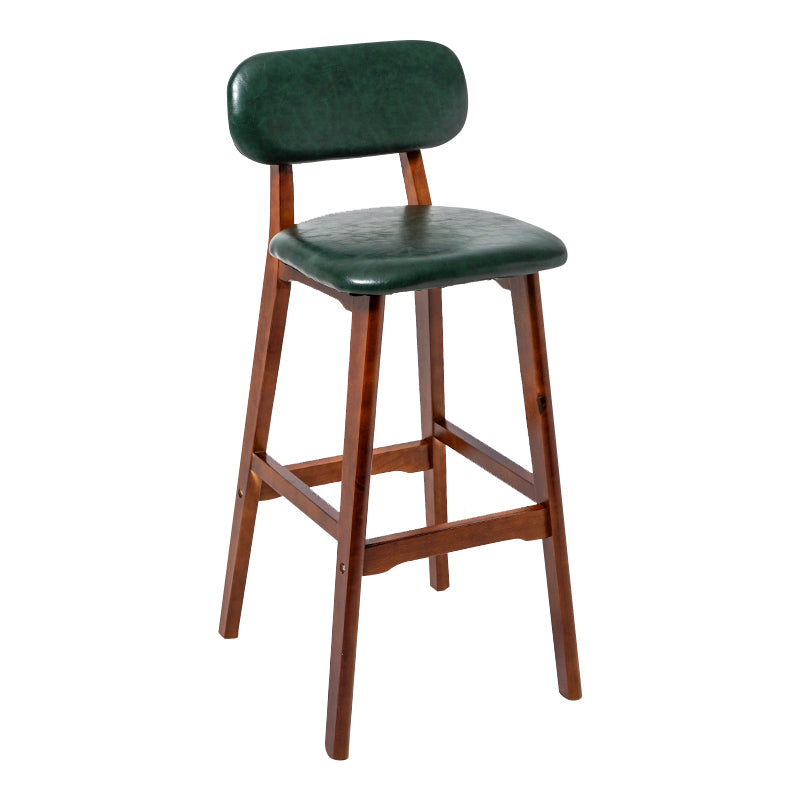 Modern Armless Backrest Counter Stool Wood Kitchen Bar Stool with Cushion and Pedal
