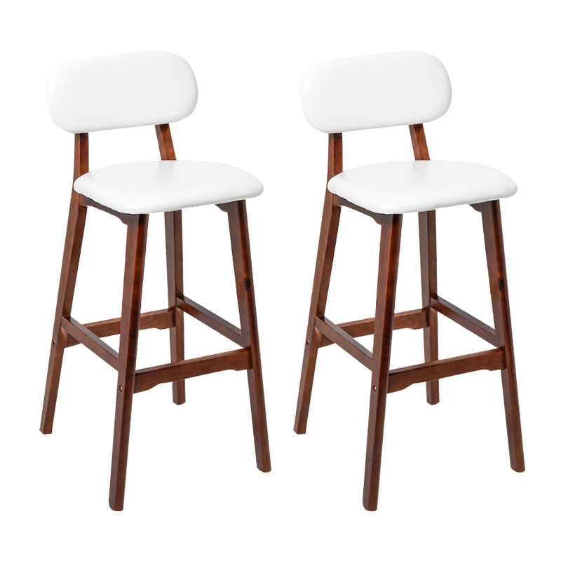 Modern Armless Backrest Counter Stool Wood Kitchen Bar Stool with Cushion and Pedal