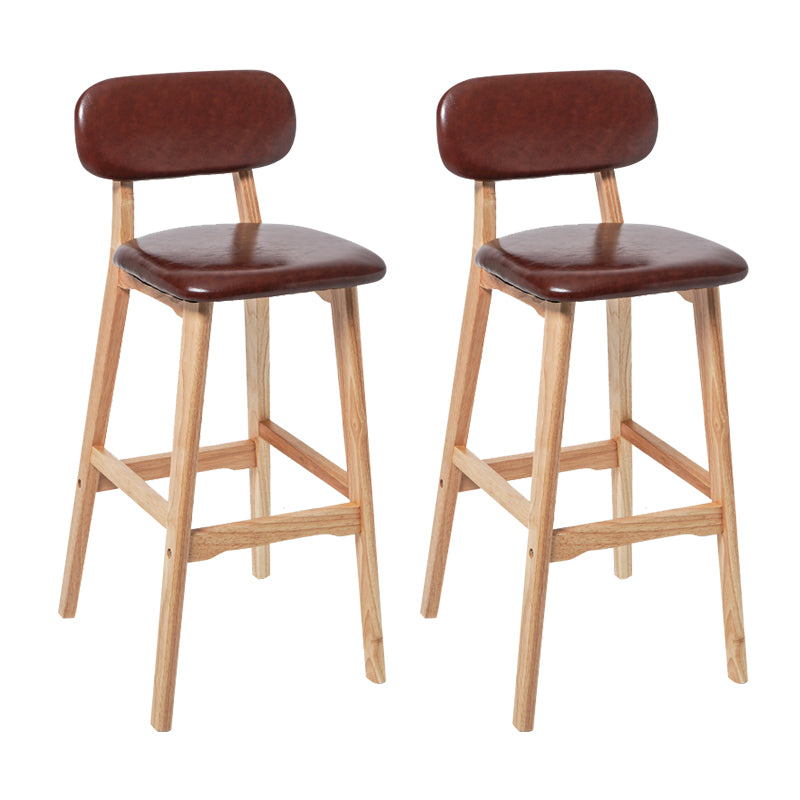 Modern Armless Backrest Counter Stool Wood Kitchen Bar Stool with Cushion and Pedal