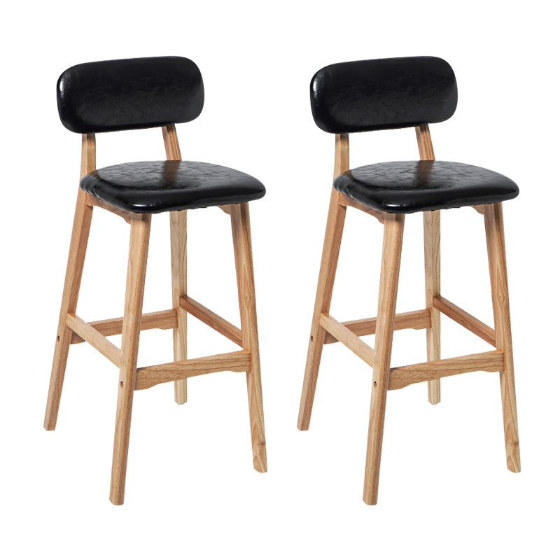 Modern Armless Backrest Counter Stool Wood Kitchen Bar Stool with Cushion and Pedal