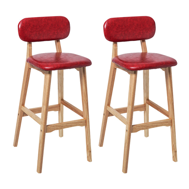 Modern Armless Backrest Counter Stool Wood Kitchen Bar Stool with Cushion and Pedal