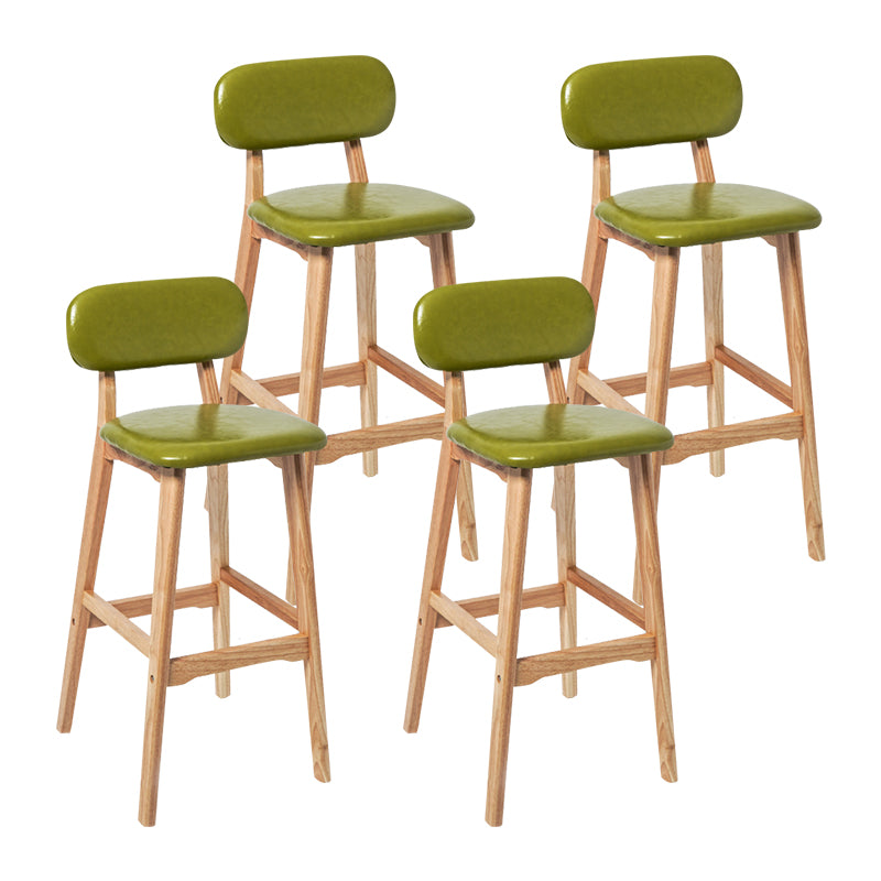 Modern Armless Backrest Counter Stool Wood Kitchen Bar Stool with Cushion and Pedal