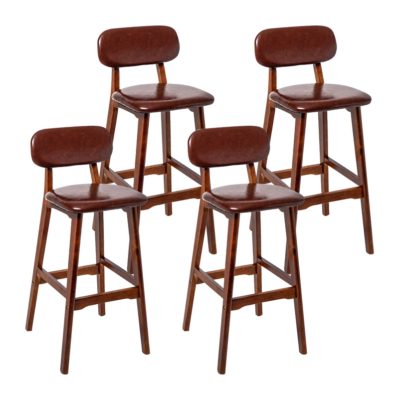 Modern Armless Backrest Counter Stool Wood Kitchen Bar Stool with Cushion and Pedal