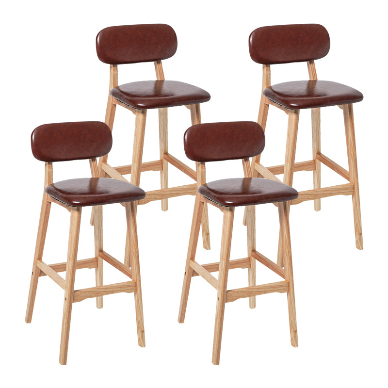 Modern Armless Backrest Counter Stool Wood Kitchen Bar Stool with Cushion and Pedal