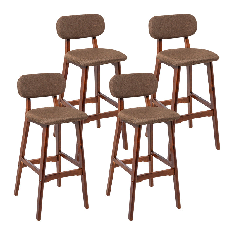 Modern Armless Backrest Counter Stool Wood Kitchen Bar Stool with Cushion and Pedal