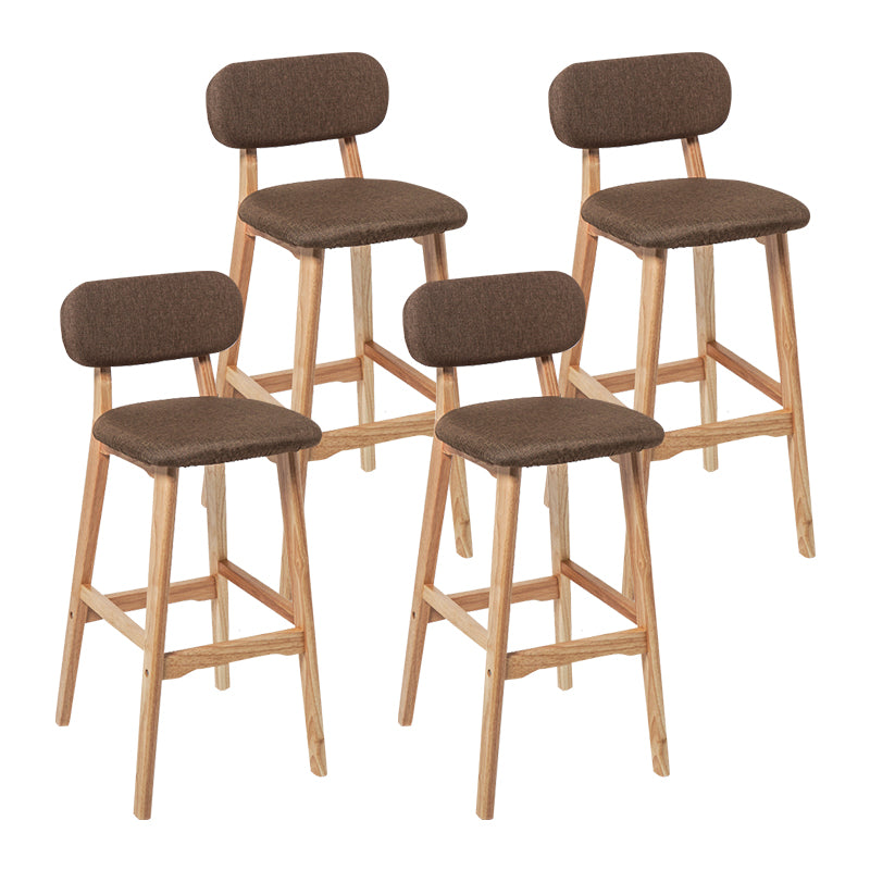 Modern Armless Backrest Counter Stool Wood Kitchen Bar Stool with Cushion and Pedal