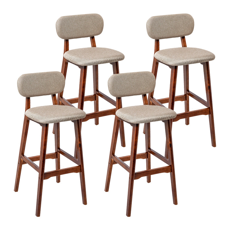 Modern Armless Backrest Counter Stool Wood Kitchen Bar Stool with Cushion and Pedal