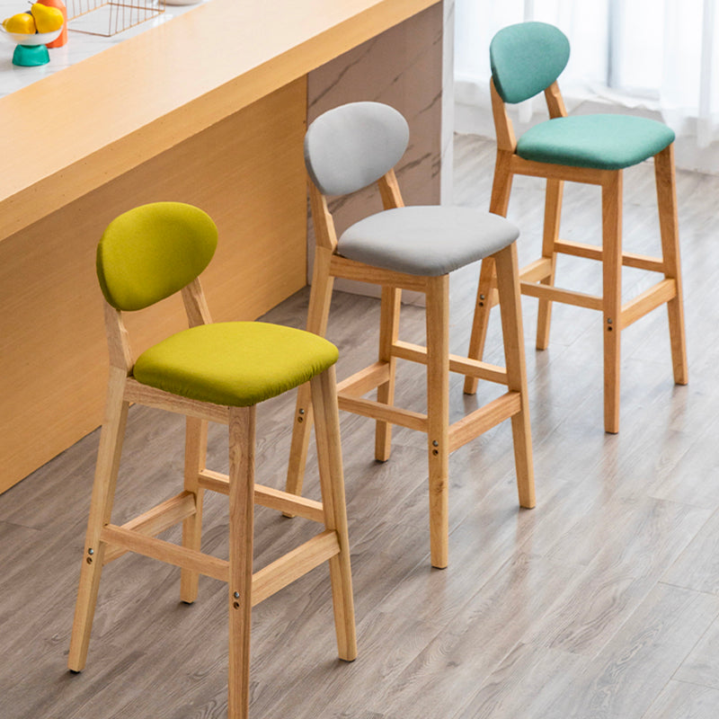 Modern Armless Backrest Counter Stool Wood Living Room Bar Stool with Cushion