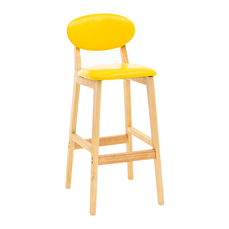 Modern Armless Backrest Counter Stool Wood Living Room Bar Stool with Cushion