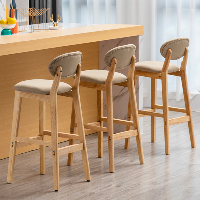 Modern Armless Backrest Counter Stool Wood Living Room Bar Stool with Cushion