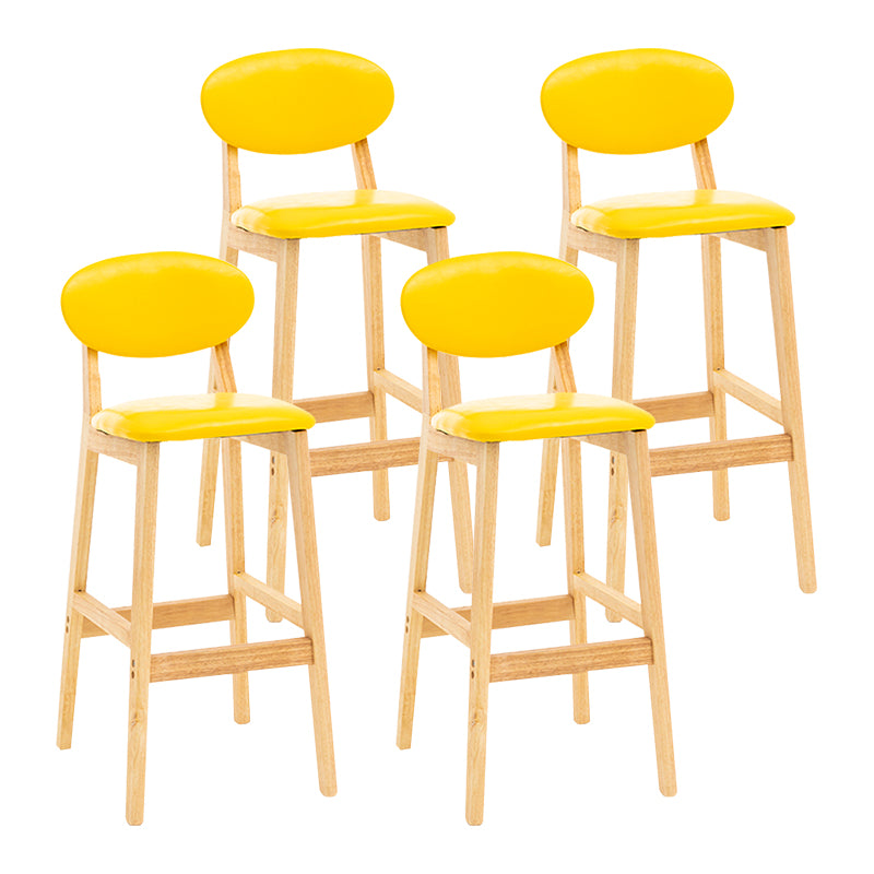 Modern Armless Backrest Counter Stool Wood Living Room Bar Stool with Cushion