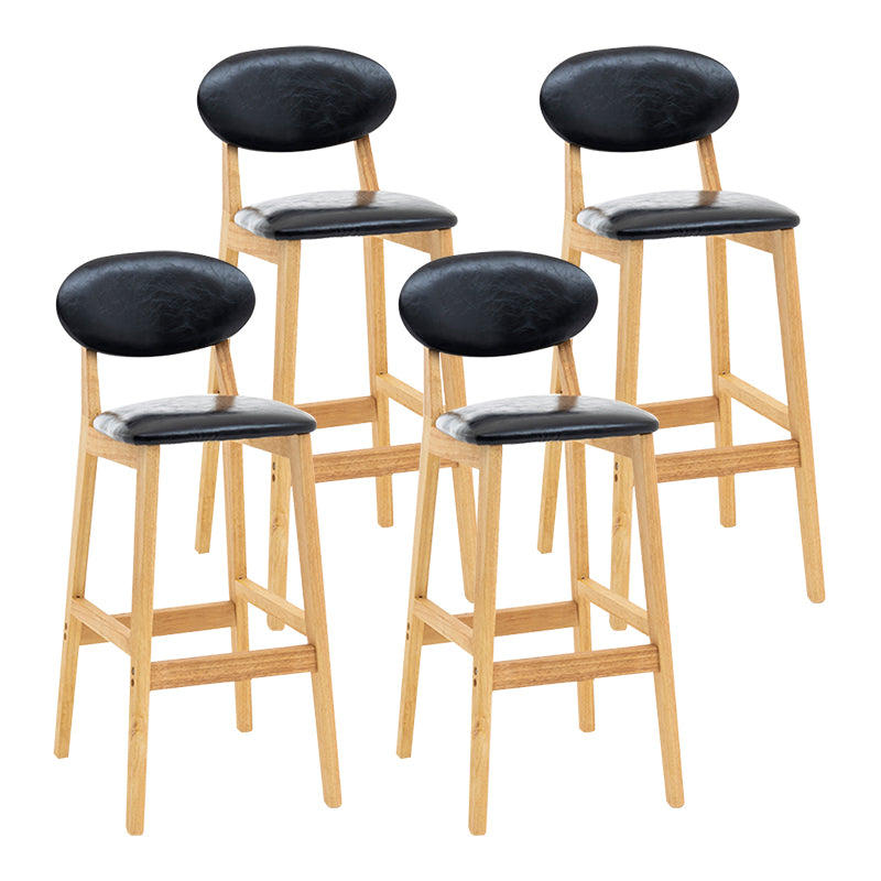 Modern Armless Backrest Counter Stool Wood Living Room Bar Stool with Cushion